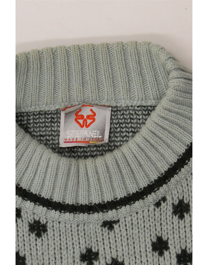 STEFANEL Womens Turtle Neck Jumper Sweater UK 22 3XL Grey Geometric Vintage Stefanel and Second-Hand Stefanel from Messina Hembry 