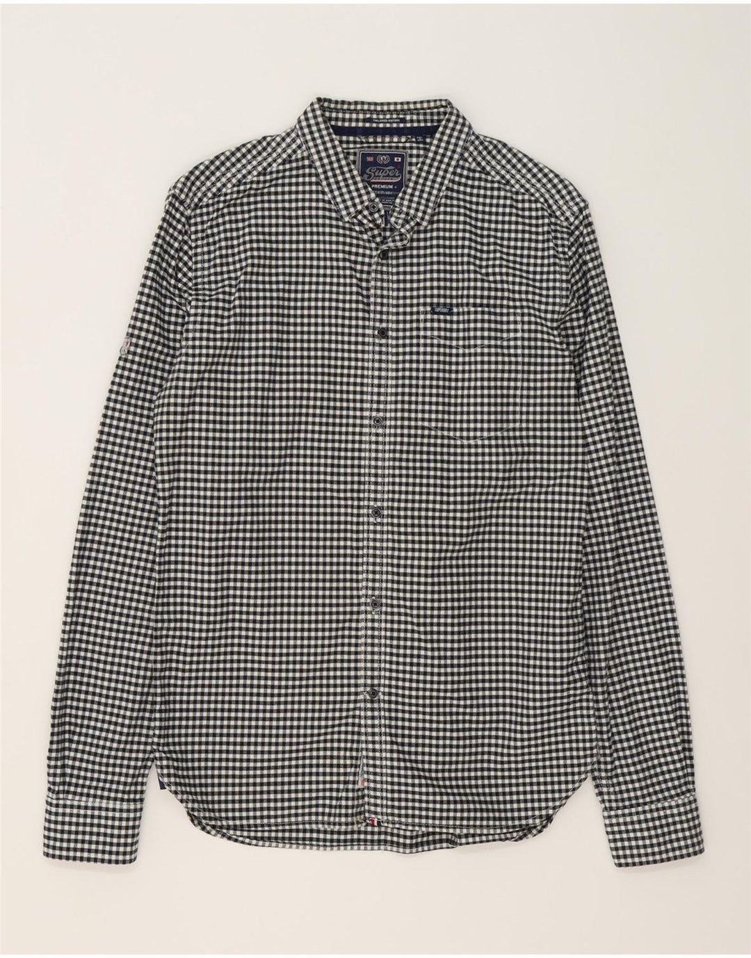Camicia da uomo SUPERDRY grande in cotone a quadretti nero