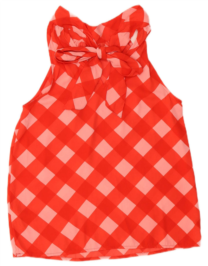 J. Crew Top da donna con papillon US 00 2XS Poliestere a quadretti rosso