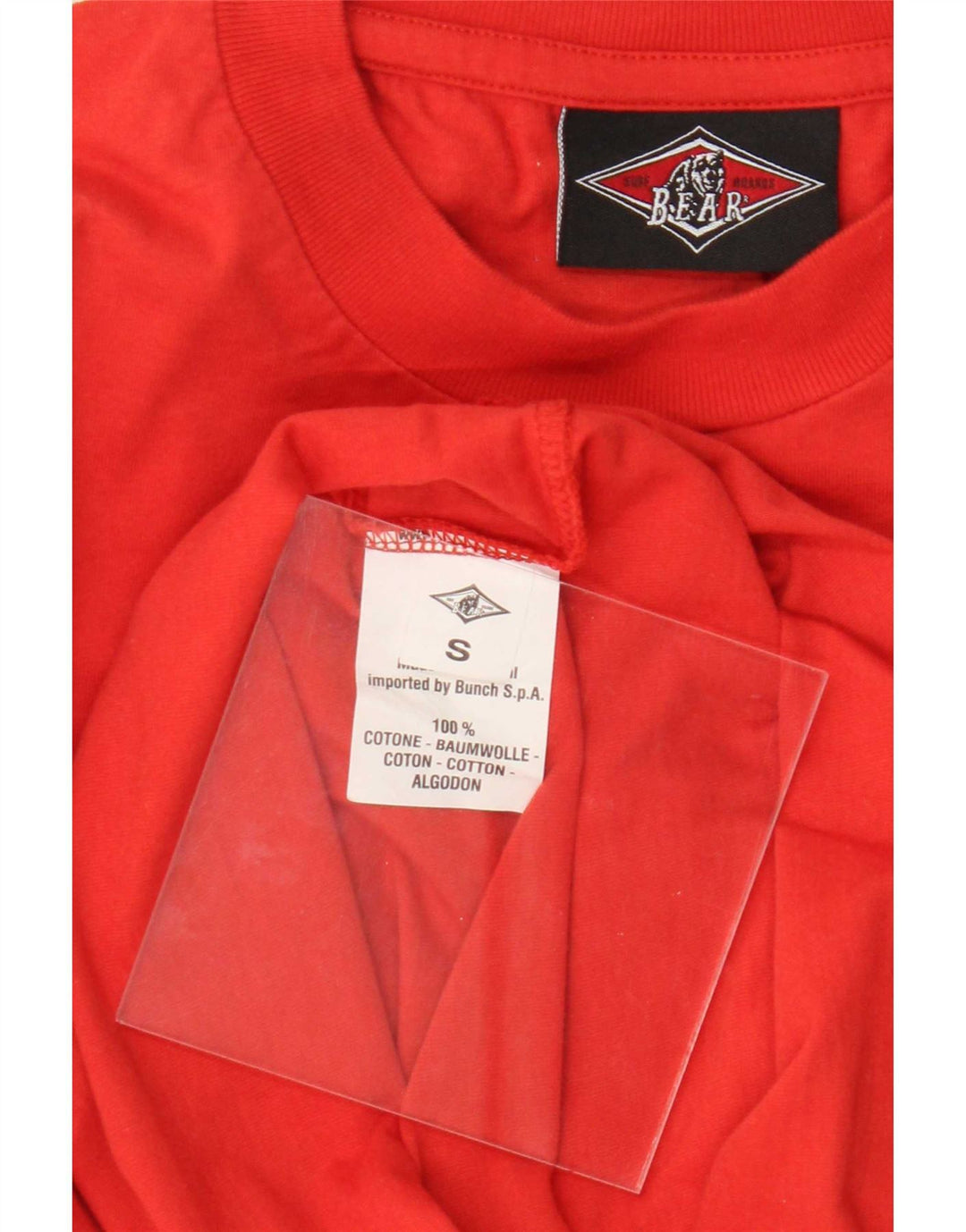 Bear Top grafico da uomo a maniche lunghe in cotone rosso piccolo