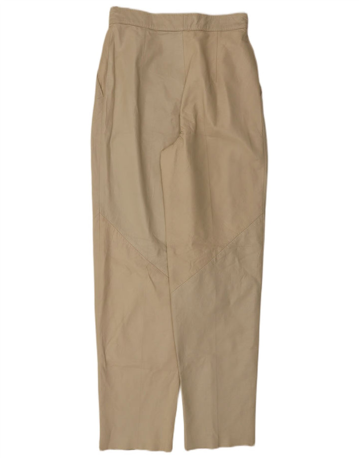 Pantaloni in pelle affusolati da donna VINTAGE W26 L30 Beige