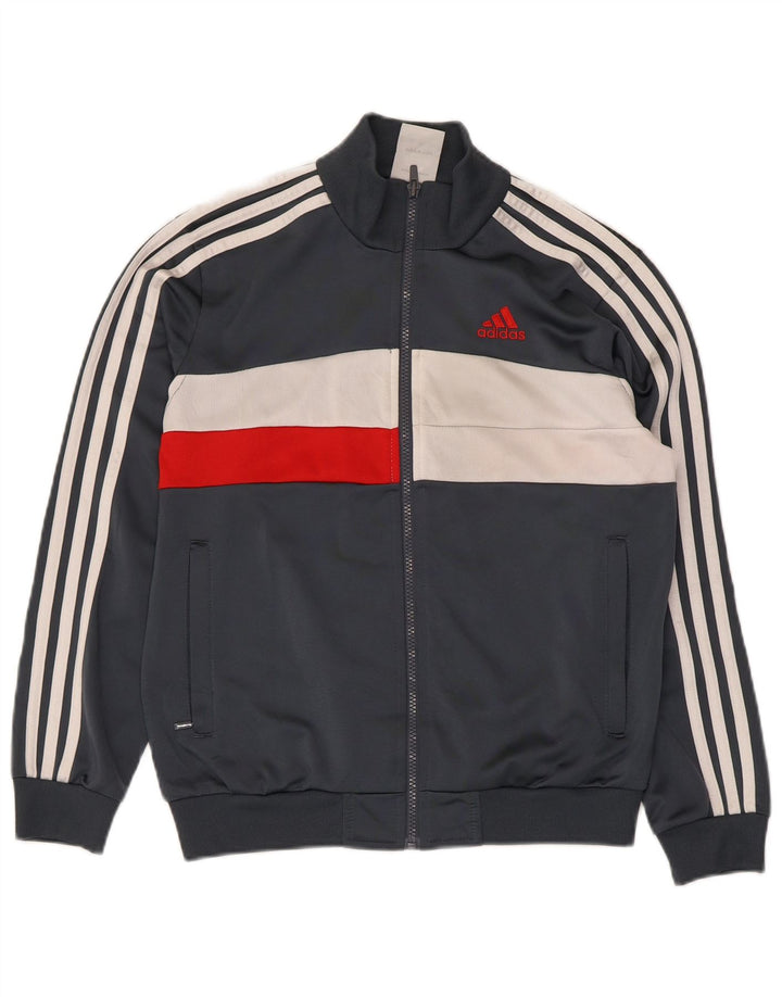 Giacca da tuta da ragazzo Adidas 11-12 anni in poliestere color block grigio
