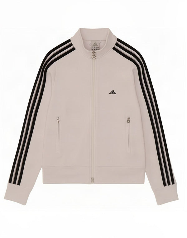 Adidas Womens Tracksuit Top Jacket UK 10 Small White Polyester