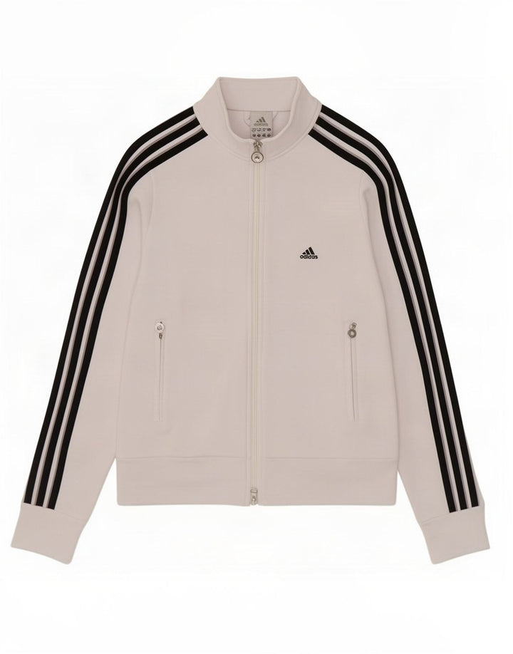 Giacca da tuta da donna Adidas UK 10 Small Poliestere bianco