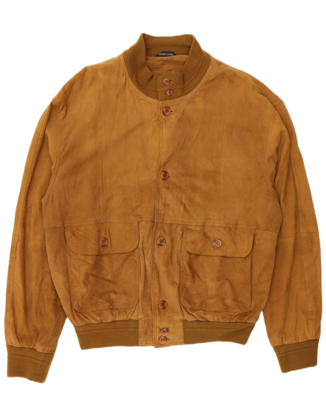 Giubbotto bomber vintage in pelle scamosciata da uomo IT 54 2XL in pelle beige