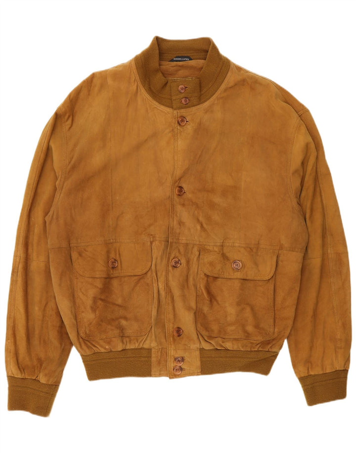 Giubbotto bomber vintage in pelle scamosciata da uomo IT 54 2XL in pelle beige