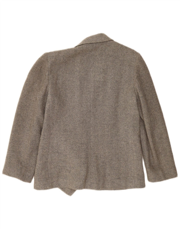 Giacca blazer doppiopetto da donna WPM UK 14 grigio medio a spina di pesce