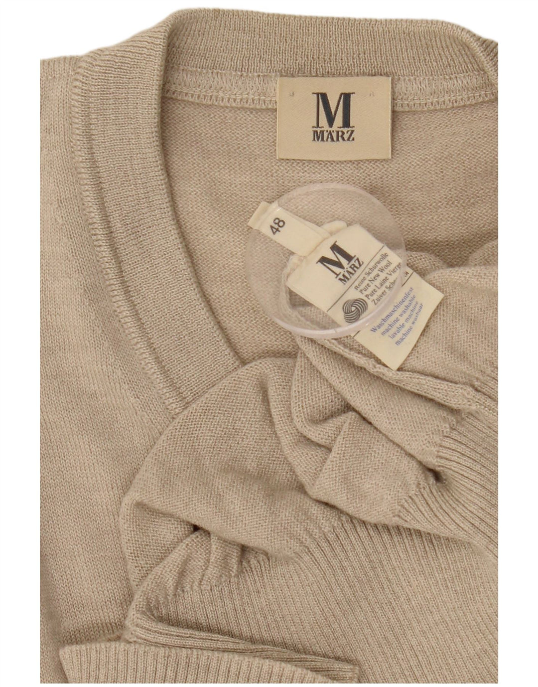 Maglione da uomo con scollo a V Marz IT 48 Lana beige medio