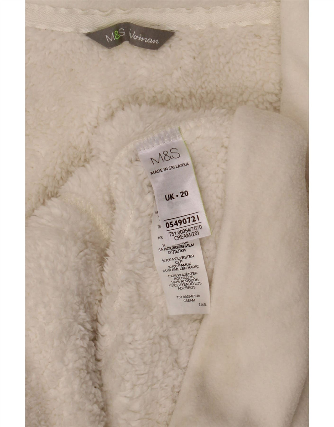 Giacca in pile da donna Marks & Spencer UK 20 2XL Cotone bianco