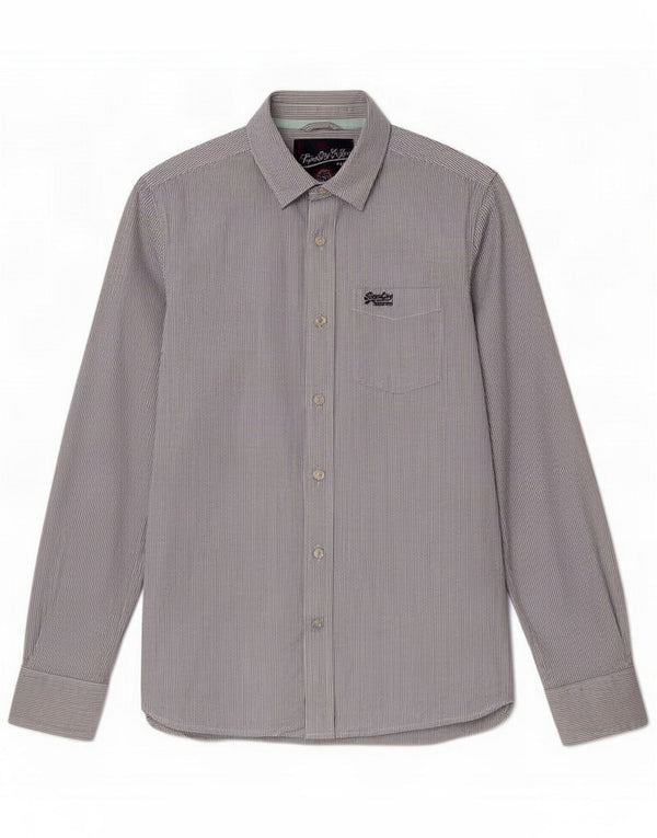 Camicia da uomo Superdry Large in cotone gessato blu