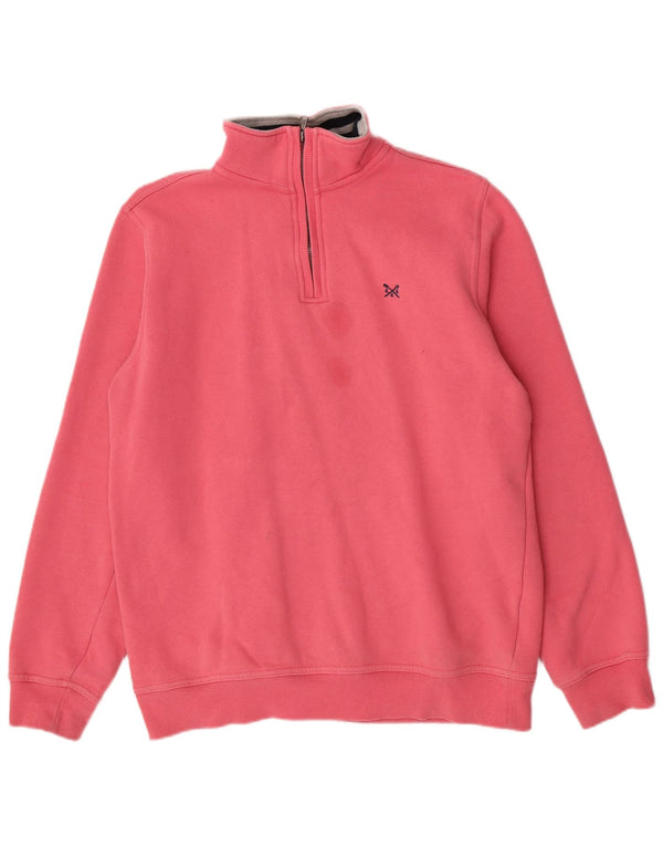Crew Clothing Felpa da donna con collo con zip Maglione UK 14 Cotone rosa medio