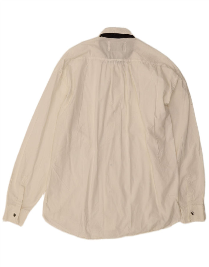 Camicia da uomo vintage in cotone floreale bianco medio