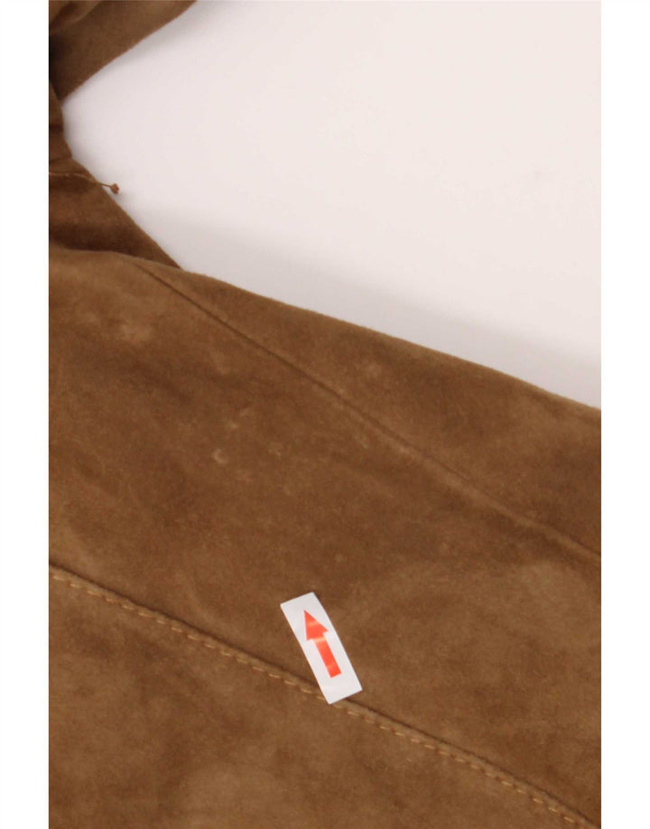 Giacca blazer in pelle scamosciata da donna a 4 bottoni Samar UK 14 Beige medio