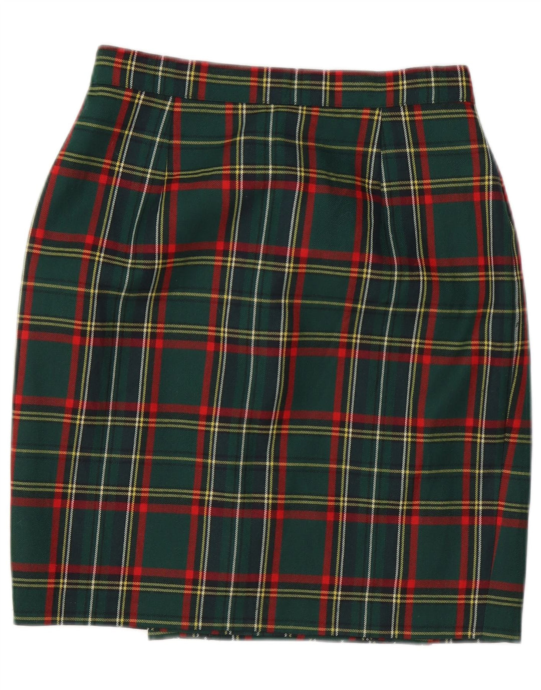 Gonna a tubino vintage da donna W28 scozzese verde medio