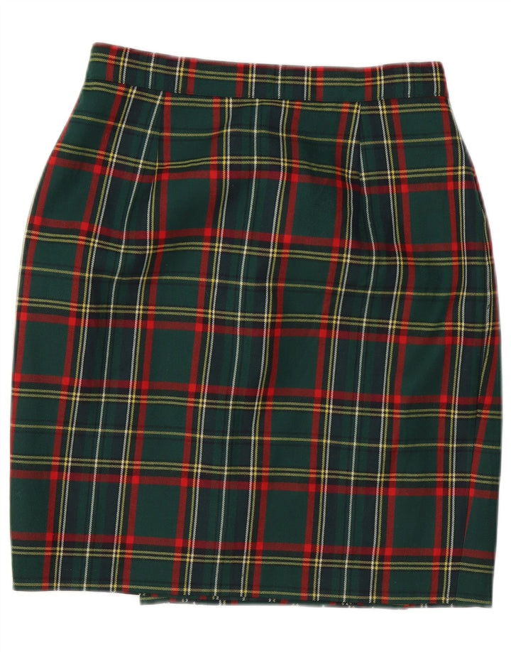 Gonna a tubino vintage da donna W28 scozzese verde medio