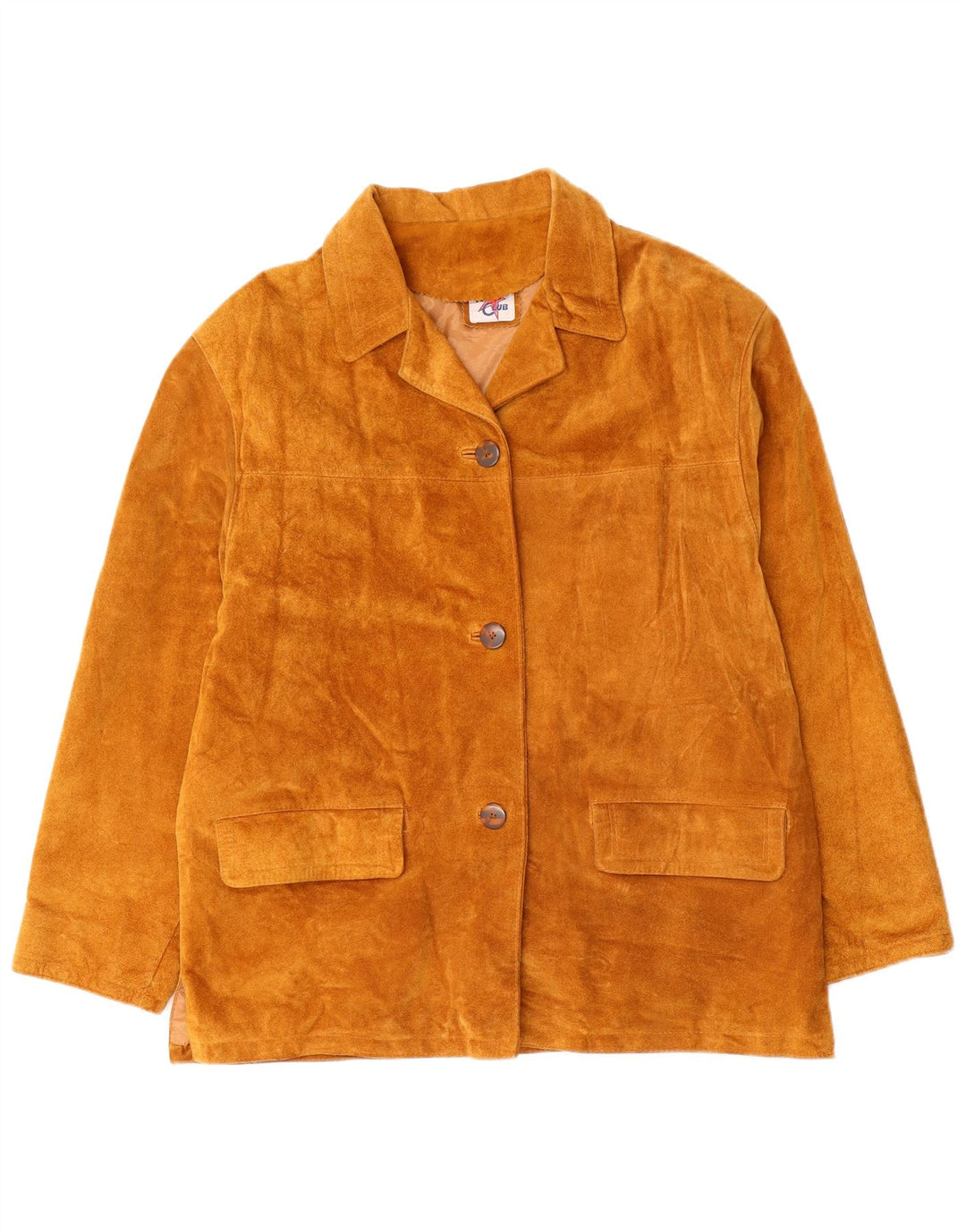 Giacca vintage in pelle scamosciata da donna UK 16 grande in pelle marrone retrò