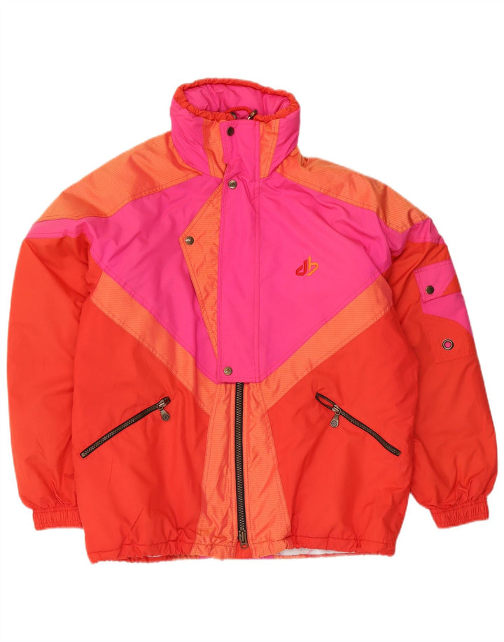 Giacca da sci vintage da uomo con cappuccio IT 46 Small multicolore Colourblock