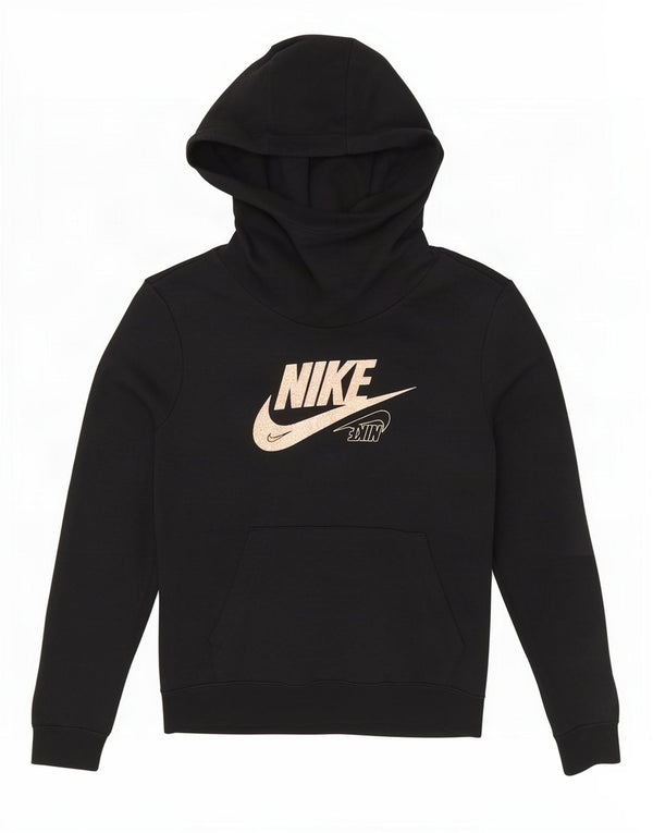 Felpa con cappuccio oversize con grafica Nike da donna UK 10 piccola in cotone nero
