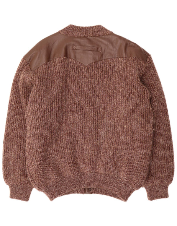 Giubbotto bomber lavorato a maglia da uomo Ted Lapidus IT 52 XL lana screziata marrone