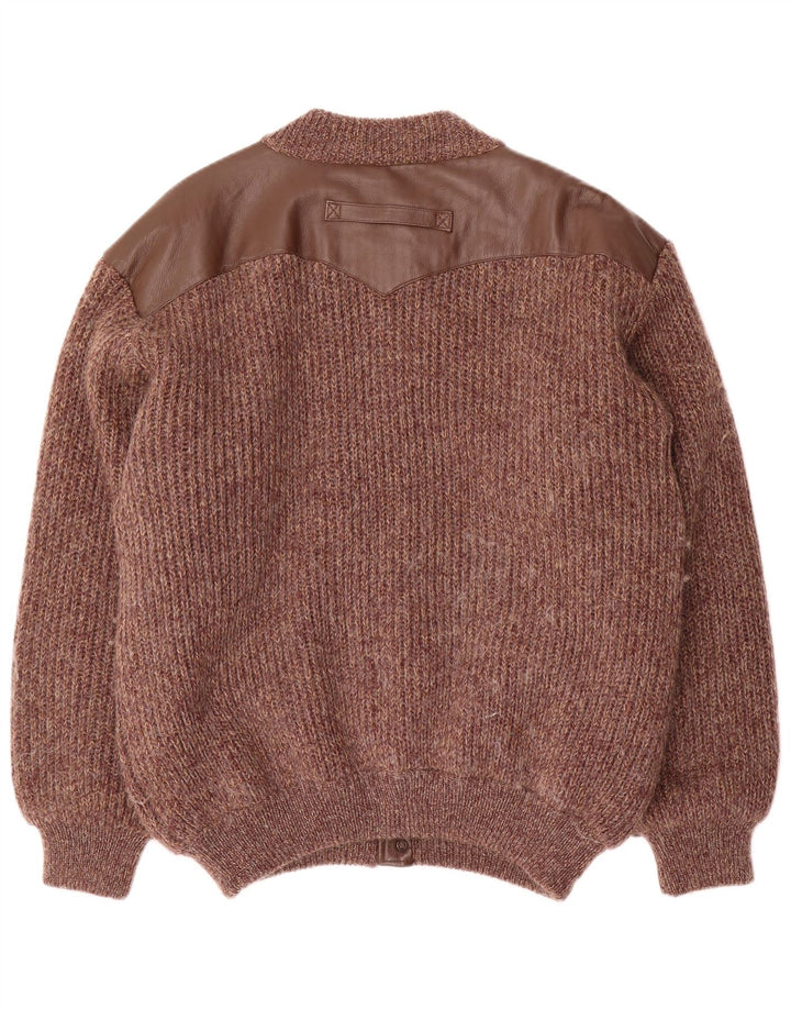 Giubbotto bomber lavorato a maglia da uomo Ted Lapidus IT 52 XL lana screziata marrone