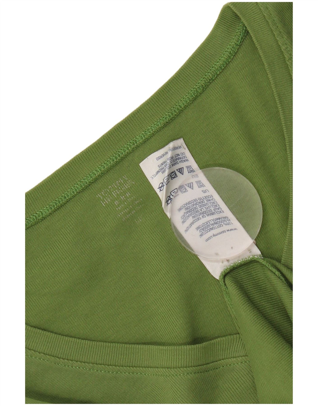 Tommy Hilfiger Donna Top Manica Lunga UK 12 Cotone Verde Medio