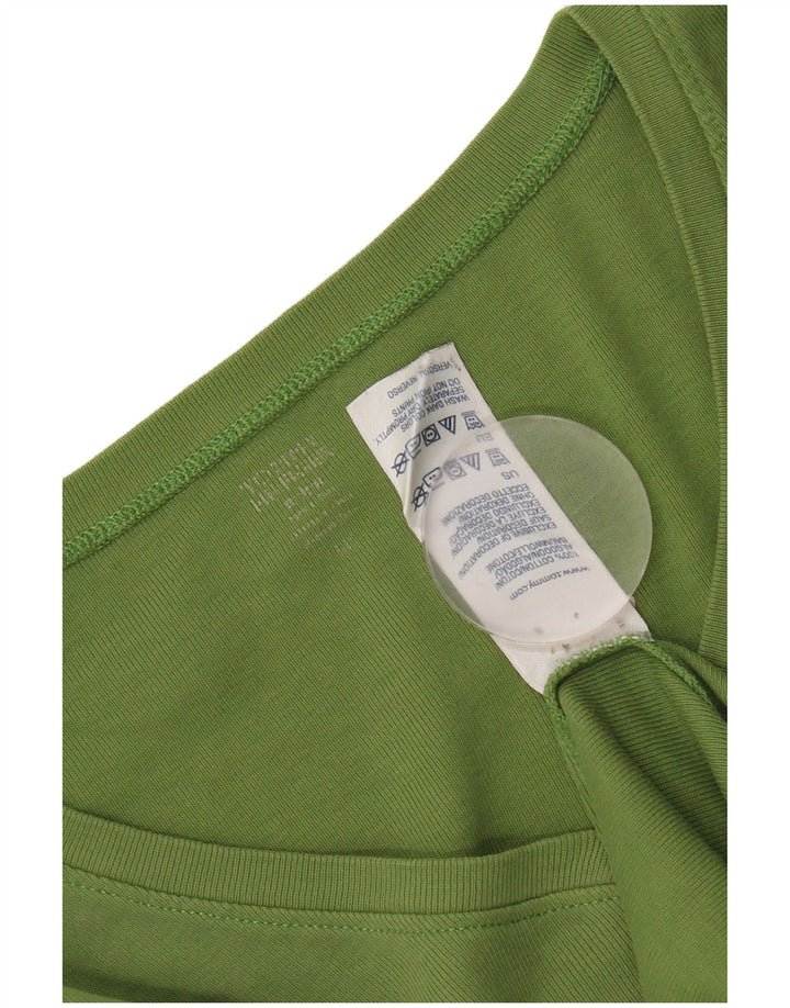 Tommy Hilfiger Donna Top Manica Lunga UK 12 Cotone Verde Medio