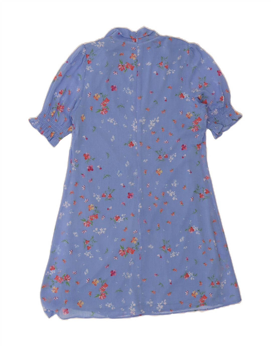 DKNY Womens Front Tie A-Line Dress US 8 Medium Blue Floral Polyester Vintage Dkny and Second-Hand Dkny from Messina Hembry 