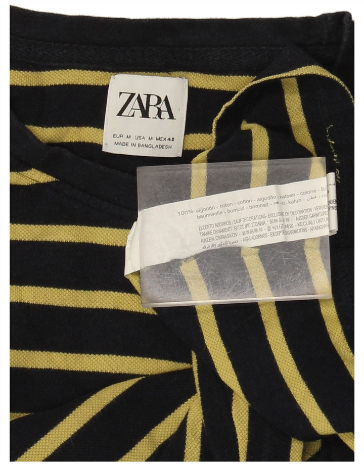 T-shirt Zara da uomo Top in cotone a righe nere medie