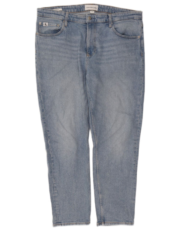 Calvin Klein Uomo Dad Slim Jeans W34 L28 Blu Cotone
