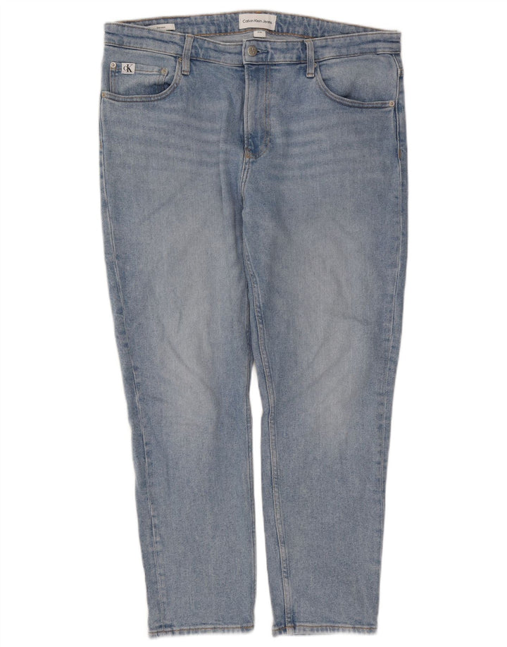 Calvin Klein Uomo Dad Slim Jeans W34 L28 Blu Cotone