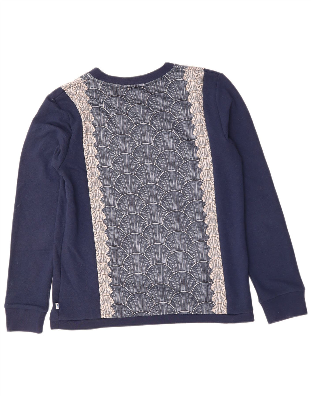 Felpa grafica da donna ADIDAS maglione UK 14 medio blu navy geometrico