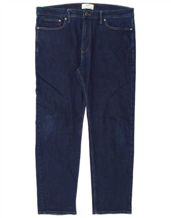 Jeans dritti da uomo Marks & Spencer W36 L31 Blu navy