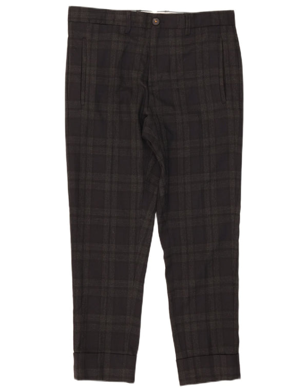 Pantaloni corti slim da uomo Zara EU 38 Small W30 L25 Poliestere a quadri grigi