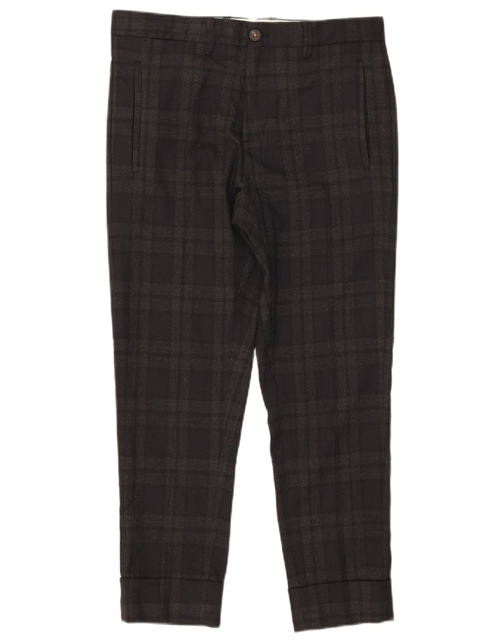 Pantaloni corti slim da uomo Zara EU 38 Small W30 L25 Poliestere a quadri grigi