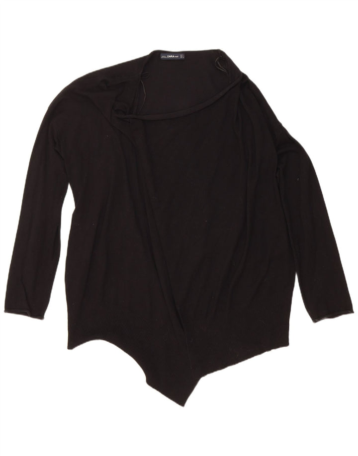 Maglione cardigan aperto da donna Zara UK 14 viscosa nera media