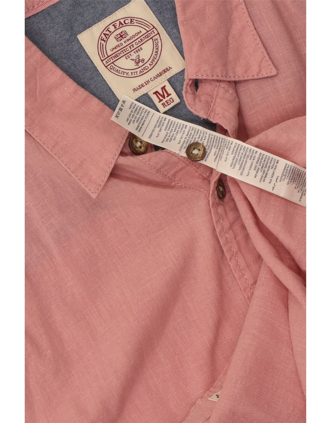 Camicia a maniche corte da uomo Fat Face Lino rosa medio