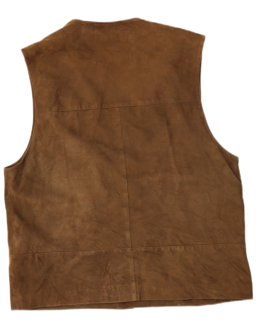 Gilet vintage da uomo in pelle scamosciata IT 52 grande in pelle marrone