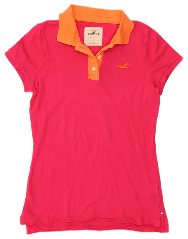 Polo da rugby da donna Hollister UK 10 Small in cotone color block rosa
