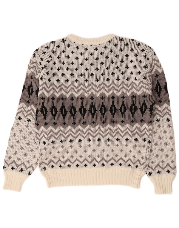 Maglione maglione girocollo da uomo C&A EU 48/50 Medio Bianco Fair Isle