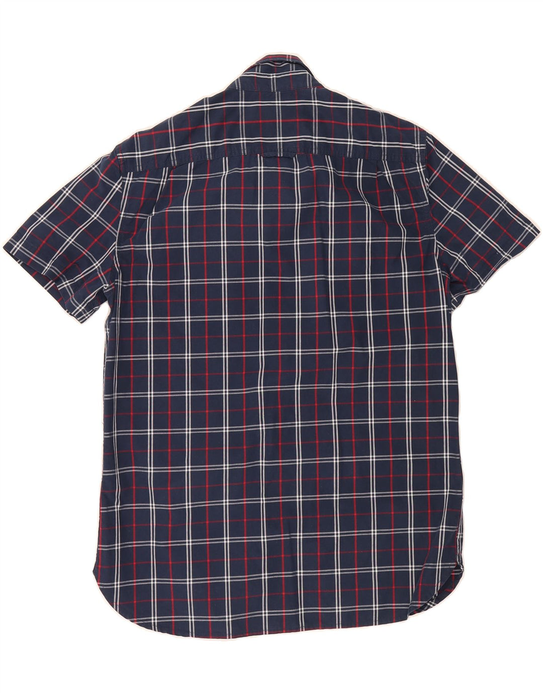 SUPERDRY Mens Short Sleeve Shirt Large Navy Blue Check Cotton Vintage Superdry and Second-Hand Superdry from Messina Hembry 