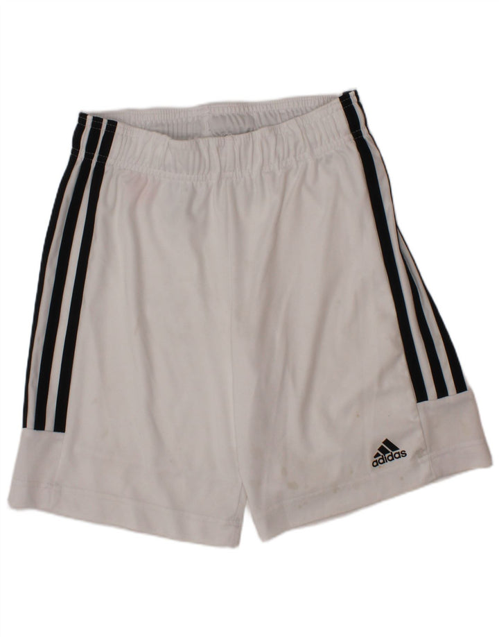 Pantaloncini sportivi Adidas Aeroready da ragazzo 9-10 anni in poliestere bianco