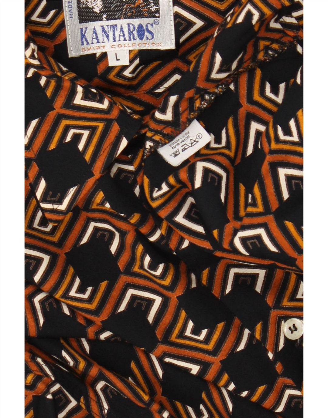 Camicia Kantaros Uomo Large in viscosa geometrica marrone