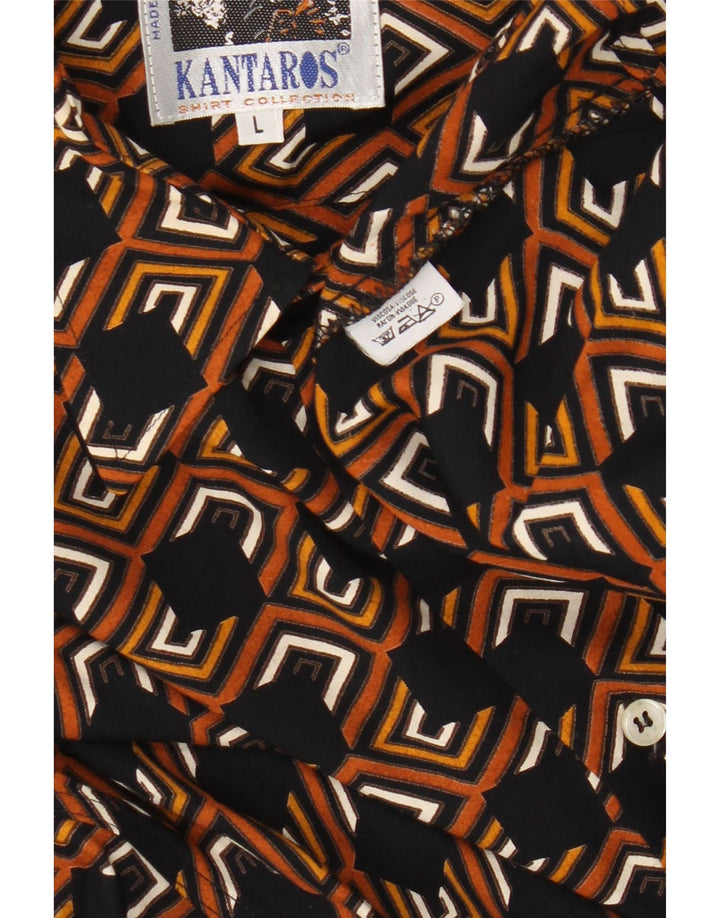 Camicia Kantaros Uomo Large in viscosa geometrica marrone