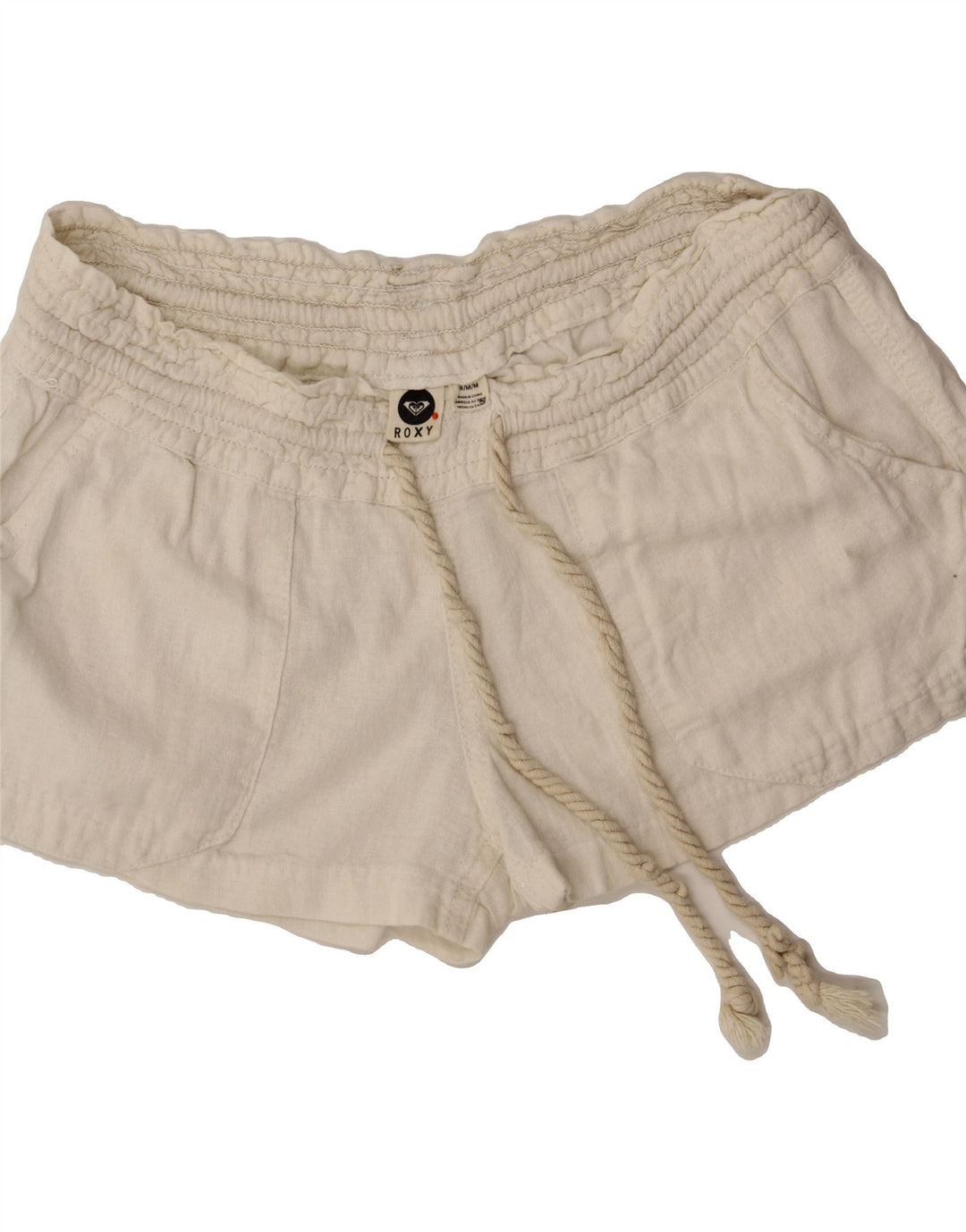 ROXY Womens Hot Pants Medium W30 Off White Vintage Roxy and Second-Hand Roxy from Messina Hembry 