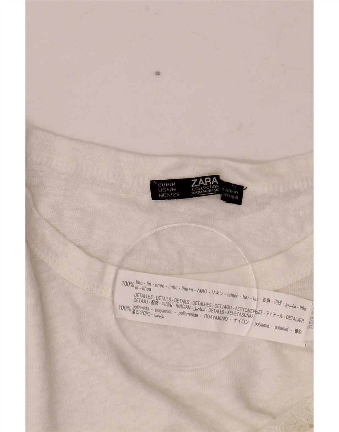 Top corto da donna Zara in camicetta UK 12 lino bianco medio