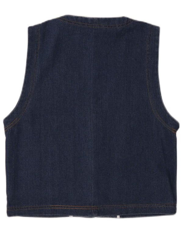 Gilet di jeans corto da donna vintage UK 14 cotone medio blu navy