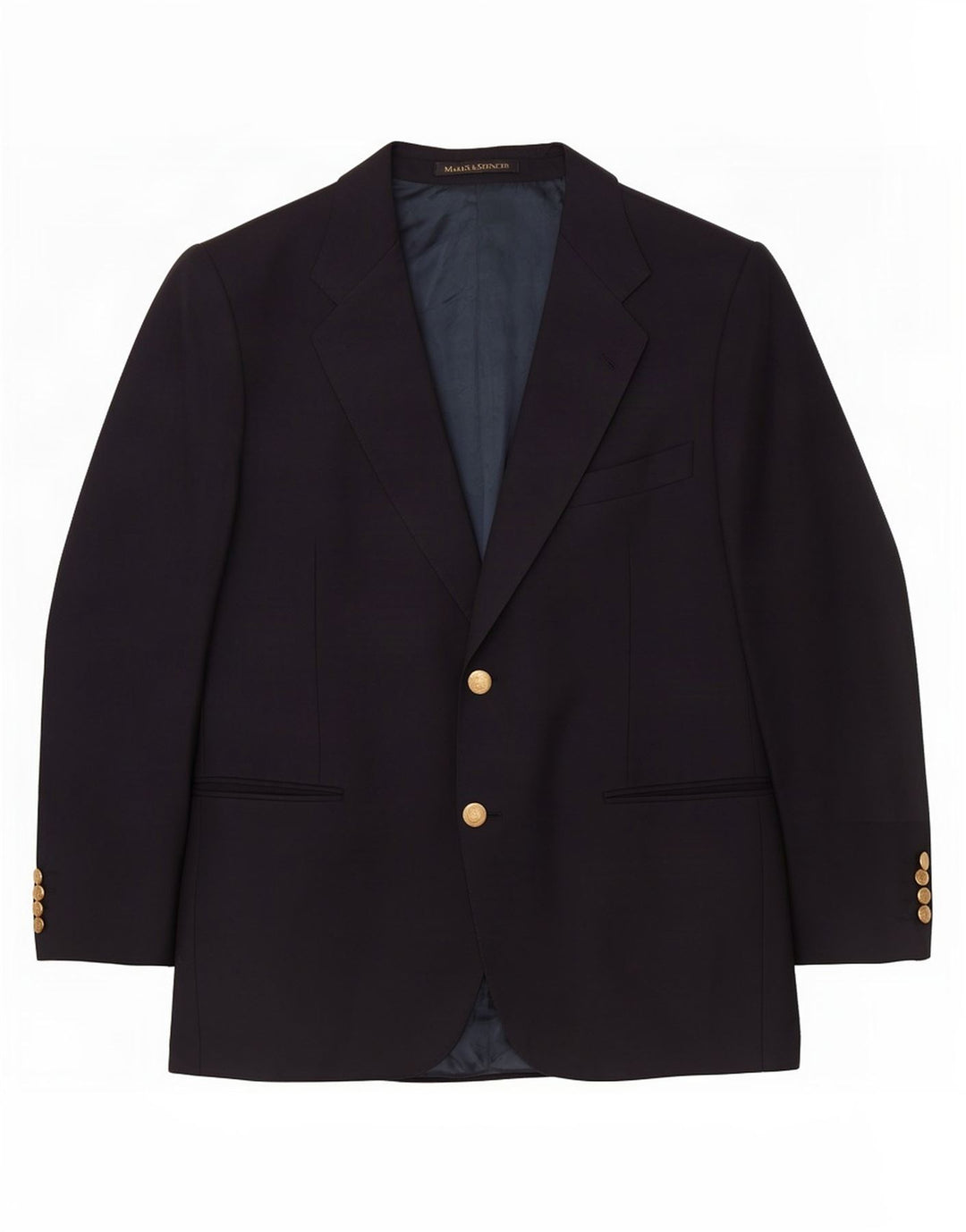 Giacca blazer corta da uomo Marks & Spencer a 2 bottoni grande in lana blu navy