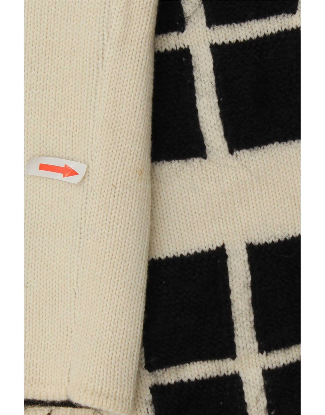 Seventy Maglione cardigan aperto corto da donna IT 42 Medio bianco sporco geometrico