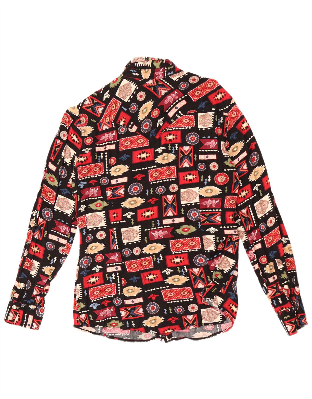 Camicetta retrò da donna Wrangler UK 14 Rayon geometrico nero medio