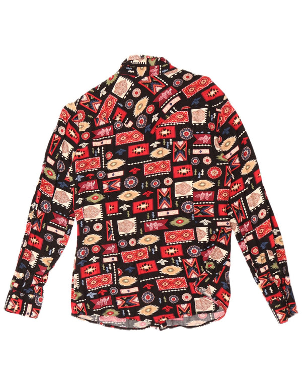 Camicetta retrò da donna Wrangler UK 14 Rayon geometrico nero medio